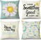 Throw Pillow Covers 18x18 Inch, Super Soft Pillow Cases Set of 4 for Farmhouse, Patio Sofa and Living Room, Throw Pillows for Couch (Blue and Beige)